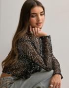 Pieces - Musta - Pcrissi Ls Rev. Sequins Cardigan Jr