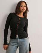 Nelly - Musta - Rib Bow LS Top