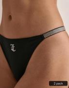 Juicy Couture - Kuviollinen - Diamante Tape Logo Thong 2 Pack