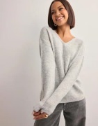 Only - Harmaa - Onlcamilla V-Neck L/S Pullover Knt