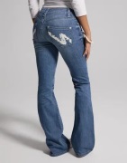 Nelly - Sininen - Low Waist Bootcut Print Jeans