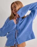 Gina Tricot - Sininen - Knitted tie cardigan