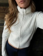 Nelly - Valkoinen - Tight Zip Cable Knit Cardigan