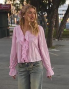 Nelly - Vaaleanpunainen - Stunning Flounce Blouse