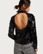 Nelly - Musta - Sequin Collar Top