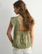 Only - Vihreä - Onllou Life Emb S/S Open Back Top P