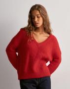 OBJECT - Punainen - Objmilu Ls Lo V-Neck Knit E Au 24