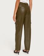 Only - Vihreä - Onlkim Faux Leather Cargo Pant Cc O