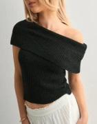 Nelly - Musta - Slouchy Neck Knit Top