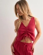 Pieces - Punainen - Pcsastina Sl Cropped Top Wvn Bc