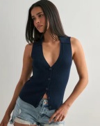 Vero Moda - Sininen - Vmwillow Sl V-Neck Polo Top