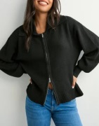 Pieces - Musta - Pcmalou Ls Zip Knit Cardigan Noos B