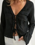 Nelly - Musta - Lace Insert Blouse