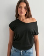 Only - Musta - Onlsilvery S/S V Neck Lurex Top Jrs