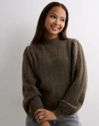 Only - Ruskea - Onlfirenze Ls Highneck Pullover Knt