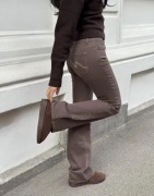 Nelly - Ruskea - Low Waist Bootcut Stitch Jeans