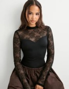 Pieces - - Pcmilly Ls Lace Bodystocking Noos