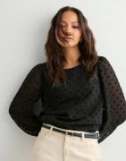 Pieces - Musta - Pcroberta Ls Top Wvn