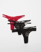 Hunkemöller - Punainen - Fashion String 3-Pack