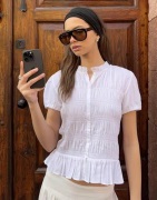 Nelly - Valkoinen - Puff Sleeve Smock Blouse