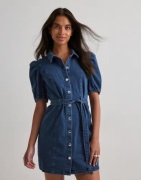 Only - Sininen - Onlvibbe Ss Belt Dnm Dress Mbd Noos