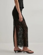 Nelly - Musta - Satin Lace Skirt