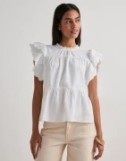 Vero Moda - Valkoinen - Vmisolde Sl O-Neck Frill Top Wvn Ex