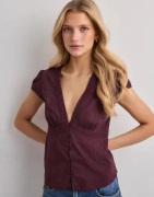 Nelly - Punainen - Striped Lace Detail Blouse