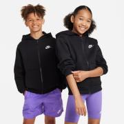 Nike Huppari NSW Club Fleece Full Zip - Musta/Valkoinen Lapset